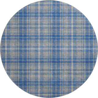Piper Looms Mayfield Plaid AMF993 Gray Machine Washable Area Rug Round Main Image