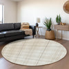 Piper Looms Mayfield Plaid AMF993 Ivory Machine Washable Area Rug Round Lifestyle Image Feature