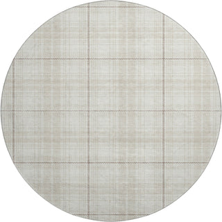 Piper Looms Mayfield Plaid AMF993 Ivory Machine Washable Area Rug Round Main Image
