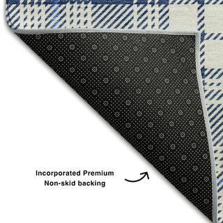 Piper Looms Mayfield Plaid AMF993 Navy Machine Washable Area Rug Backing Image