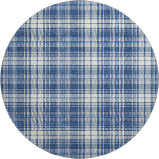 Piper Looms Mayfield Plaid AMF993 Navy Machine Washable Area Rug Round Main Image