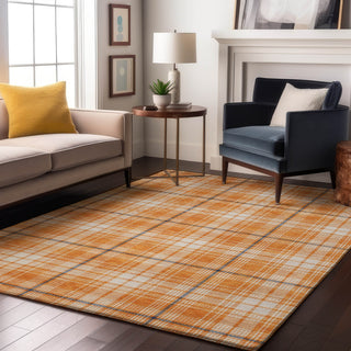 Piper Looms Mayfield Plaid AMF993 Orange Machine Washable Area Rug Lifestyle Image Feature
