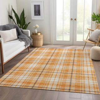 Piper Looms Mayfield Plaid AMF993 Orange Machine Washable Area Rug Lifestyle Image Feature