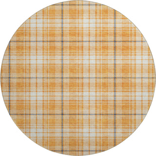Piper Looms Mayfield Plaid AMF993 Orange Machine Washable Area Rug Round Main Image