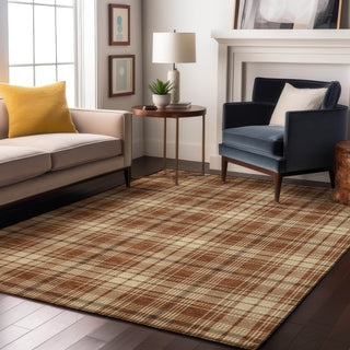 Piper Looms Mayfield Plaid AMF993 Paprika Machine Washable Area Rug Lifestyle Image Feature