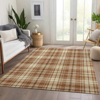 Piper Looms Mayfield Plaid AMF993 Paprika Machine Washable Area Rug Lifestyle Image Feature