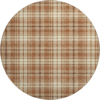 Piper Looms Mayfield Plaid AMF993 Paprika Machine Washable Area Rug Round Main Image