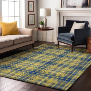 Piper Looms Mayfield Plaid AMF993 Yellow Machine Washable Area Rug Lifestyle Image Feature