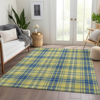 Piper Looms Mayfield Plaid AMF993 Yellow Machine Washable Area Rug Lifestyle Image Feature