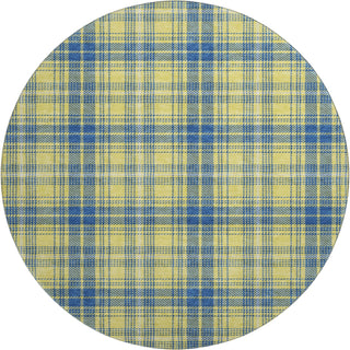 Piper Looms Mayfield Plaid AMF993 Yellow Machine Washable Area Rug Round Main Image