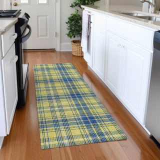Piper Looms Mayfield Plaid AMF993 Yellow Machine Washable Area Rug Runner Lifestyle Image Feature