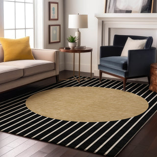Piper Looms Mayfield Stripes AMF994 Black Machine Washable Area Rug Lifestyle Image Feature