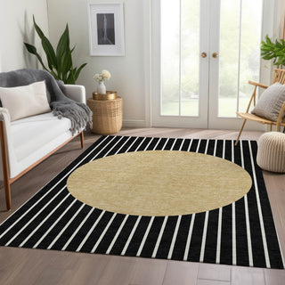 Piper Looms Mayfield Stripes AMF994 Black Machine Washable Area Rug Lifestyle Image Feature