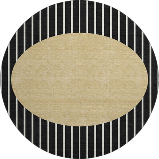 Piper Looms Mayfield Stripes AMF994 Black Machine Washable Area Rug Round Main Image