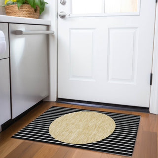 Piper Looms Mayfield Stripes AMF994 Black Machine Washable Area Rug Scatter Lifestyle Image Feature
