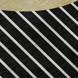 Piper Looms Mayfield Stripes AMF994 Black Machine Washable Area Rug Swatch Image
