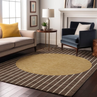 Piper Looms Mayfield Stripes AMF994 Brown Machine Washable Area Rug Lifestyle Image Feature