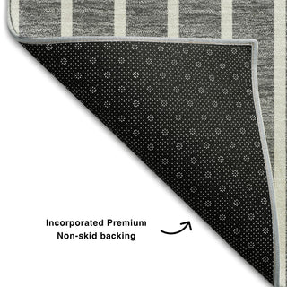 Piper Looms Mayfield Stripes AMF994 Gray Machine Washable Area Rug Backing Image