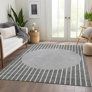 Piper Looms Mayfield Stripes AMF994 Gray Machine Washable Area Rug Lifestyle Image Feature