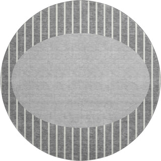 Piper Looms Mayfield Stripes AMF994 Gray Machine Washable Area Rug Round Main Image