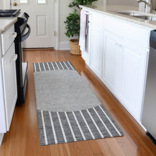 Piper Looms Mayfield Stripes AMF994 Gray Machine Washable Area Rug Runner Lifestyle Image Feature