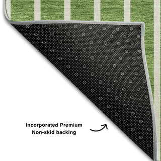 Piper Looms Mayfield Stripes AMF994 Green Machine Washable Area Rug Backing Image