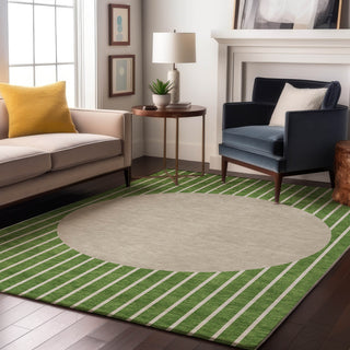Piper Looms Mayfield Stripes AMF994 Green Machine Washable Area Rug Lifestyle Image Feature