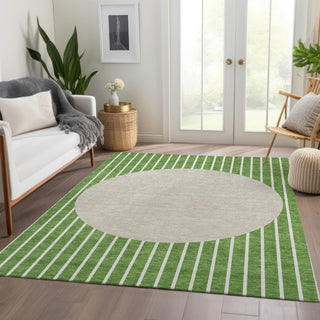 Piper Looms Mayfield Stripes AMF994 Green Machine Washable Area Rug Lifestyle Image Feature