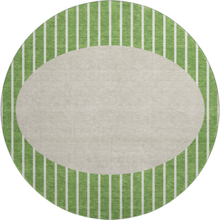 Piper Looms Mayfield Stripes AMF994 Green Machine Washable Area Rug Round Main Image