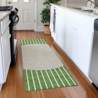 Piper Looms Mayfield Stripes AMF994 Green Machine Washable Area Rug Runner Lifestyle Image Feature