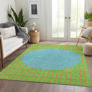 Piper Looms Mayfield Stripes AMF994 Lime Machine Washable Area Rug Lifestyle Image Feature