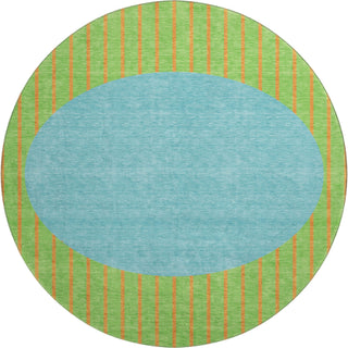 Piper Looms Mayfield Stripes AMF994 Lime Machine Washable Area Rug Round Main Image