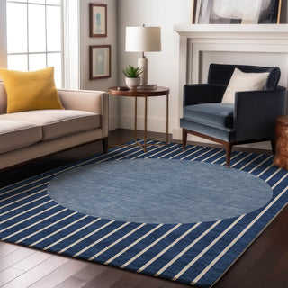 Piper Looms Mayfield Stripes AMF994 Navy Machine Washable Area Rug Lifestyle Image Feature