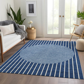 Piper Looms Mayfield Stripes AMF994 Navy Machine Washable Area Rug Lifestyle Image Feature