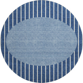 Piper Looms Mayfield Stripes AMF994 Navy Machine Washable Area Rug Round Main Image