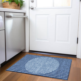 Piper Looms Mayfield Stripes AMF994 Navy Machine Washable Area Rug Scatter Lifestyle Image Feature