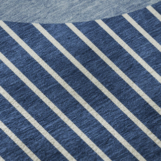 Piper Looms Mayfield Stripes AMF994 Navy Machine Washable Area Rug Swatch Image