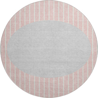 Piper Looms Mayfield Stripes AMF994 Pink Machine Washable Area Rug Round Main Image