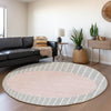 Piper Looms Mayfield Stripes AMF994 Silver Machine Washable Area Rug Round Lifestyle Image Feature