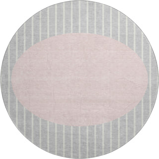 Piper Looms Mayfield Stripes AMF994 Silver Machine Washable Area Rug Round Main Image