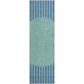 Piper Looms Mayfield Stripes AMF994 Teal Machine Washable Area Rug Runner Main Image