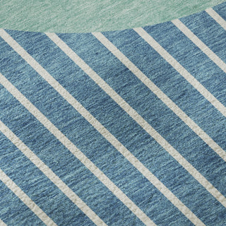 Piper Looms Mayfield Stripes AMF994 Teal Machine Washable Area Rug Swatch Image