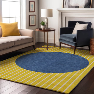Piper Looms Mayfield Stripes AMF994 Yellow Machine Washable Area Rug Lifestyle Image Feature