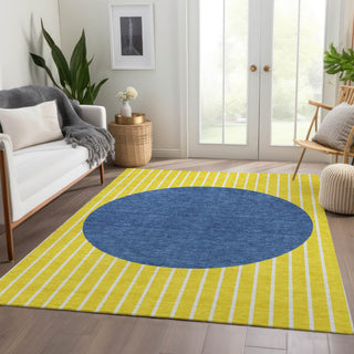 Piper Looms Mayfield Stripes AMF994 Yellow Machine Washable Area Rug Lifestyle Image Feature