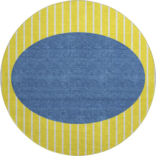 Piper Looms Mayfield Stripes AMF994 Yellow Machine Washable Area Rug Round Main Image