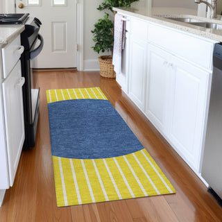 Piper Looms Mayfield Stripes AMF994 Yellow Machine Washable Area Rug Runner Lifestyle Image Feature