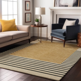 Piper Looms Mayfield Stripes AMF995 Gold Machine Washable Area Rug Lifestyle Image Feature