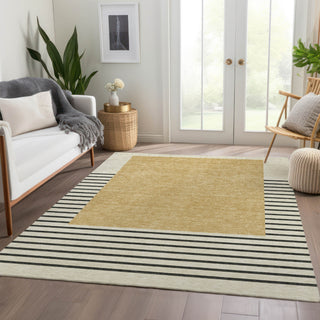 Piper Looms Mayfield Stripes AMF995 Gold Machine Washable Area Rug Lifestyle Image Feature
