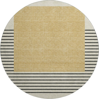 Piper Looms Mayfield Stripes AMF995 Gold Machine Washable Area Rug Round Main Image