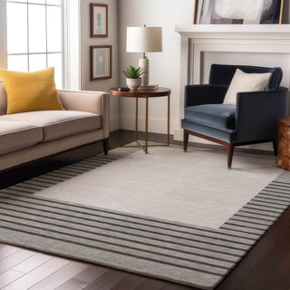 Piper Looms Mayfield Stripes AMF995 Gray Machine Washable Area Rug Lifestyle Image Feature